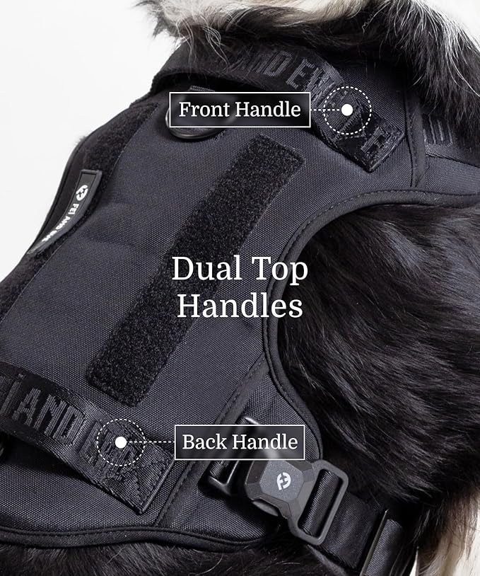 2025 New Edition, Fei &amp; Eve MagEase Dog Harness - 3-Second Magnetic Buckles | 3-Point No-Pull Control | Heavy-Duty 900D Nylon | Dual Safety Handles | Breathable Mesh | Adjustable Fit | Medium,Black