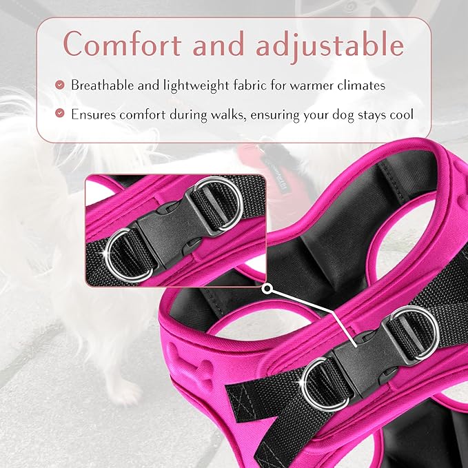 Comfort fit Step-in Dog &amp; Puppy Harness - Comfortable All Weather Dog Vest Harness: Adjustable, Soft Padded, Easy to Put-on for Small, Medium-Sized Dogs.