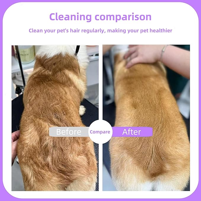Pet Comb for Grooming Long Haired Cats &amp; Dogs With Stainless Steel Metal Teeth for Shedding and Tangles, Non-slip &amp; Anti-static rubber handle,Safe &amp; Gentle Pet Grooming Comb