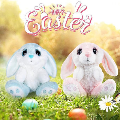 My OLi Bunny Stuffed Animal Pack of 2 Plush Rabbit 7in Stuffed Bunny with Floppy Ear Bedtime Friend Soft Toy Gifts for Girls Boys Kids, Pink &amp; Blue