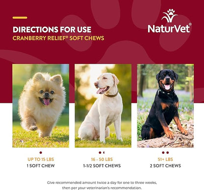 NaturVet – Cranberry Relief Plus Echinacea – Helps Support a Healthy Urinary Tract &amp; Immune System – 120 Soft Chews