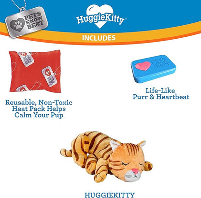 Pets Know Best HuggieKitty | Comfort Purring Companion with Heartbeat Sleep Aide for Cats &amp; Kittens, Heating for Calming Relief, Carrier &amp; Behavioral Training Essential, Breeds, Orange