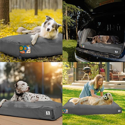 Sytopia 42-Inch Canvas Indestructible Outdoor Dog Bed, Waterproof &amp; Washable Removable Cover, Ideal for Medium &amp; Large Dogs, Chew-Proof Great for Indoor, Outdoor, Crate, Patio Use (Dark Grey)