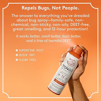 Citrus + Sandalwood Insect Repellent, 12-Hour Mosquito &amp; Tick Protection, Picaridin-Based, Water-Based, Lightweight, Quick-Drying, Vanishing Scent, DEET Alternative, Face &amp; Body Use,3 Pack