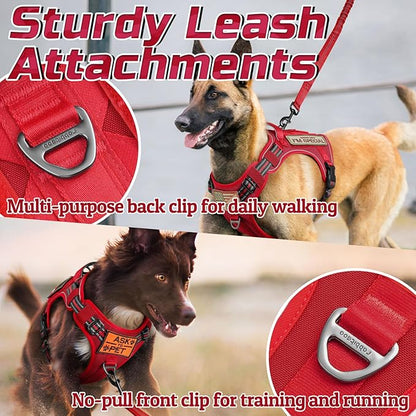rabbitgoo Tactical Dog Harness for Small Dogs, No Pull Military Service Vest with Handle &amp; Molle, Easy Control for Training Walking, Adjustable Reflective Straps, Red, S