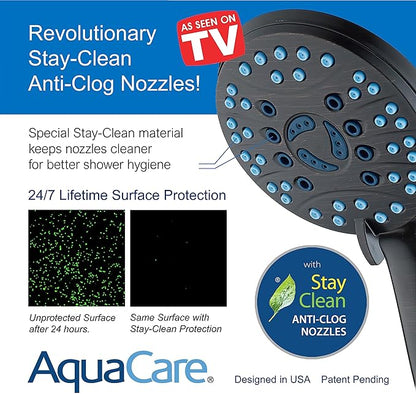 Hotel Spa AquaCare As-Seen-On-TV High Pressure Handheld/Rain 50-mode 3-way Shower Head Combo with Adjustable Arm - Anti-clog Nozzles, Tub &amp; Pet Power Wash, 6 ft. Hose, Rubbed Bronze Finish