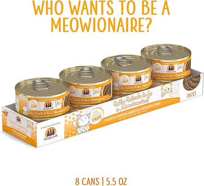 Weruva Classic Cat Paté, Who Wants to be a Meowionaire? with Chicken &amp; Pumpkin, 5.5oz Can (Pack of 8)