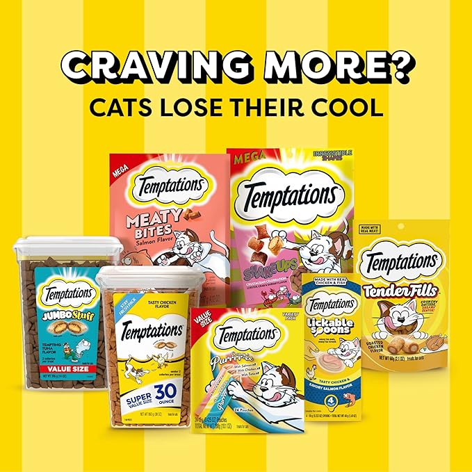 Temptations Classic Crunchy and Soft Cat Treats, Seafood Medley Flavor, 48 oz. Pouch