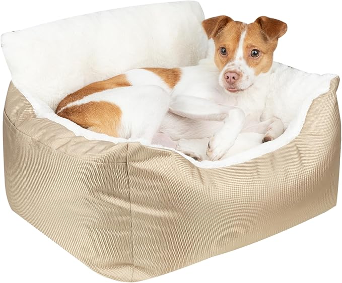 Best Pet Supplies Dog Pet Booster Seat, Dog Car Seats for Small Dogs &amp; Medium Dogs, Soft Plush Cushion with Comfortable Bedding, Secure Straps, and Tall Pillow, Brown