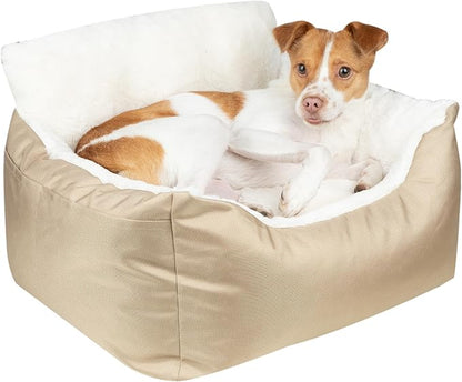Best Pet Supplies Dog Pet Booster Seat, Dog Car Seats for Small Dogs &amp; Medium Dogs, Soft Plush Cushion with Comfortable Bedding, Secure Straps, and Tall Pillow, Brown
