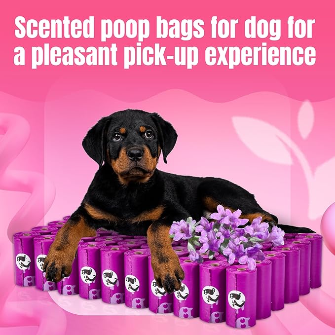 Pet N Pet Poop Bags for Dogs, 960 Counts Lavender Scented Dog Poop Bags Rolls, USDA Certified 38% Plant Based &amp; 62% PE Dogs Waste Bag, Doggie Poo Bag