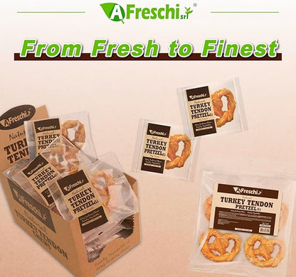 Afreschi Natural Turkey Tendon Pretzel (L) 1 Unit per Pack, Dog Treats for Signature Series, All Natural Human Grade Puppy Chew, USA-Sourced Turkey Tendon, Hypoallergenic, Rawhide Alternative