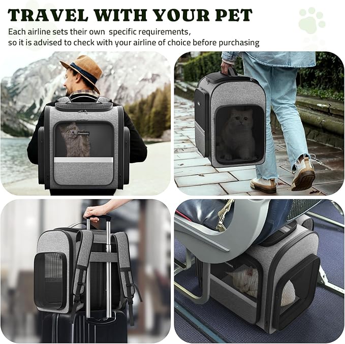 Pawtners Dog Backpack Carrier Large Pet Carrier Backpack for Kitten Small Dogs Puppies &amp; Large Cats Up to 18 Lbs, Breathable Dog Backpack with Anti-Scratch Mesh, Ventilated Design, Perfect for Travel