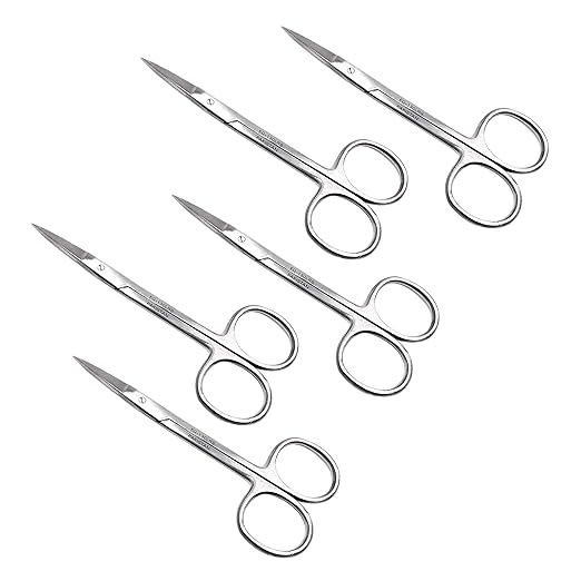 Cynamed Iris Micro Dissecting Precision Lab Scissors, Fine Point Straight - Perfect for Doctors, Nurses, EMS, Students, Education &amp; Training and More (Pack of 5)