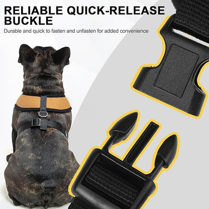BINGPET No Pull Dog Harness,Soft Mesh Breathable All Weather Vest Harness,Safety Protection Design Durable Adjustable Step-in Easy Walk Dog Harness for Small Medium Large Dogs(Beige,L)