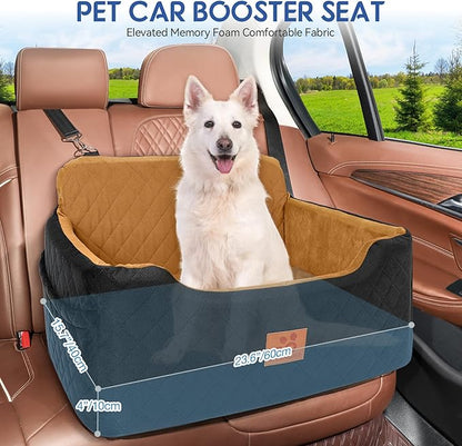 Dog Car Seat for Medium/Large Dogs,Dog Booster Seat for Dog Under 50lbs or 2 Small Dogs, Detachable and Washable Pet Car Seat,Multi-Functional Travel Dog Bed &amp; Dog Sofa(Black/Brown)