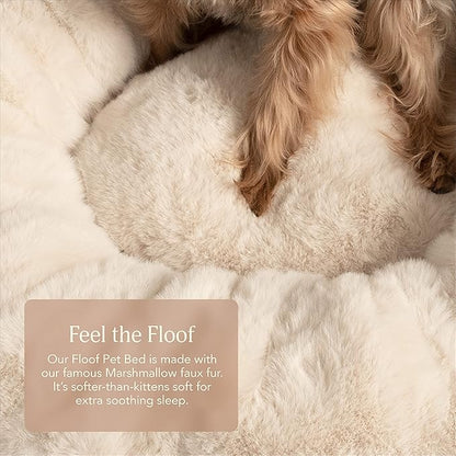 UnHide Floof Pet Bed - Small (23" x 8") - Extra Soft Dog Bed - Removable Faux Fur Cover - Machine Washable - Helps Ease Pet Anxiety &amp; Provides The Perfect Sleep - Beige Bear