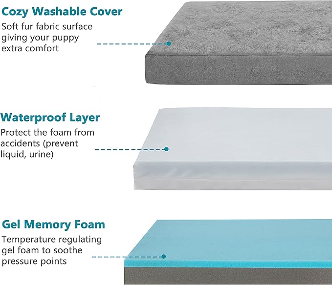 GOHOO Jumbo Dog Bed for Large Dogs, Orthopedic Memory Foam with Cooling Gel &amp; Waterproof Lining