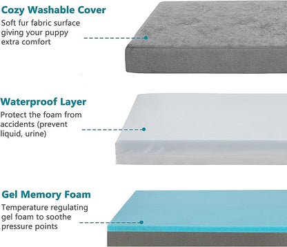 GOHOO Jumbo Dog Bed for Large Dogs, Orthopedic Memory Foam with Cooling Gel &amp; Waterproof Lining