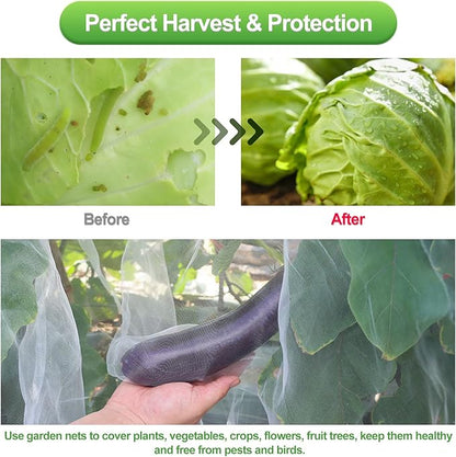 Garden Netting Mesh, 10X100 FT Garden Netting with 16 Cilps &amp; Ultra Fine Mesh Net Bird Barrier Protection for Garden Vegetables Flowers Shrubs Fruit Trees Indoors &amp; Outdoors Plant Beds Greenhouse