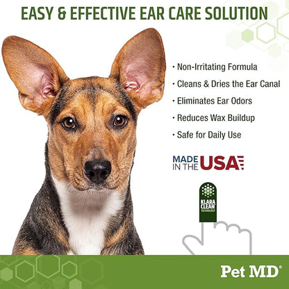 Pet MD Ear Finger Wipes for Dogs - Extra-Coverage and Large Design - with Eucalyptus and Aloe Vera for Dogs - Pet Ear Cleaning Finger Wipes &amp; Puppy Ear Cleaner - 50ct