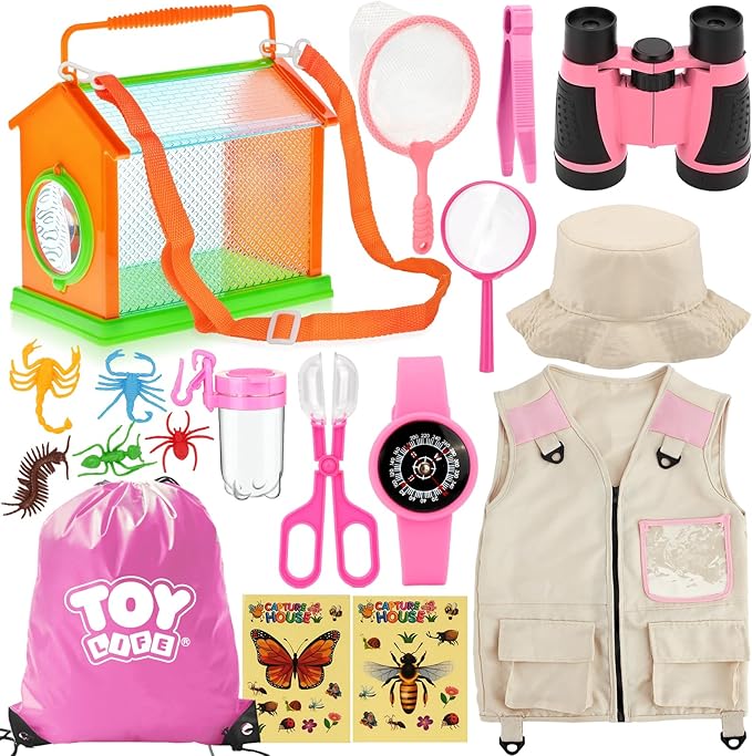 TOY Life Kids Explorer Kit with Bug Catcher for Kids, Bug Catching Kit with Bug Toys, Kid Safari Vest &amp; Hat, Compass, Binoculars, Magnifying Glass, Educational Outdoor Toys Kid Adventure Kit
