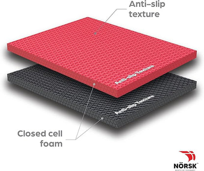 Norsk Reversible Gym Exercise Mats 3/4" Thick EVA Interlocking Foam Tiles, Perfect Home Gym Flooring, 20 Tiles &amp; 40 Trim Pieces, 80 Sq. Ft. Reversible, Red/Black