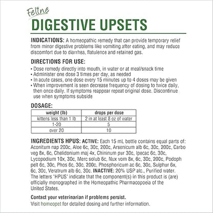 HomeoPet Feline Digestive Upsets, Safe and Natural Cat Digestive Support, 15 Milliliters