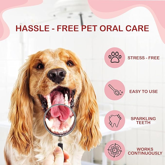 Dog Breath Freshener Powder for Water – Cat &amp; Dog Dental Care Water Additive, Natural Plaque &amp; Tartar Remover, Bad Breath Eliminator, Easy No-Brush Oral Hygiene – 45 Servings, Vet Recommended