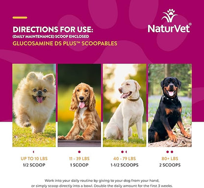 NaturVet Scoopables Dog Joint Supplement - Glucosamine DS Plus Level 2 Moderate Hip &amp; Joint Care for Dogs w/Chondroitin &amp; MSM - Hickory Smoked Bacon Flavored Pet Health Supplements | 11oz Bag