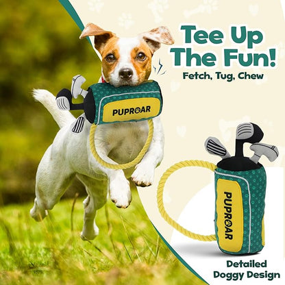 Golf Dog Toy – Birthday Dog Toy, Funny Plush Squeaky Puppy Gift with Rope &amp; Crinkle, Golf Bag Gift