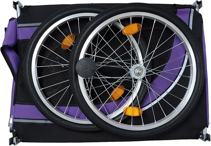 Blue-Grey Large Folding Bike Trailer for Dogs – Heavy-Duty Steel Frame, 66LB Capacity Pet Carrier for All-Terrain Cycling, Jogging &amp; Camping Adventures!