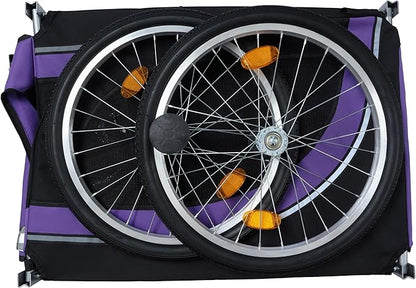 Blue-Grey Large Folding Bike Trailer for Dogs – Heavy-Duty Steel Frame, 66LB Capacity Pet Carrier for All-Terrain Cycling, Jogging &amp; Camping Adventures!