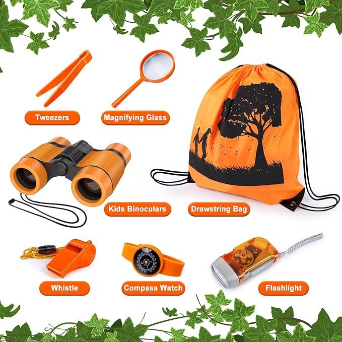 Kids Explorer Kit &amp; Bug Catcher Kit, Camping Gear for Kids, Outdoor Exploration Set with Backpack &amp; Binoculars, Ideal Outdoor Adventure Toys for Boys Girls 3-12