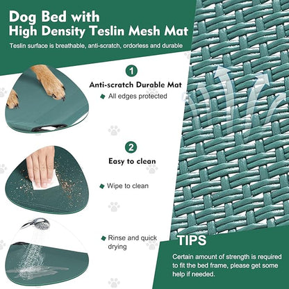 Upgraded Elevated Dog Bed with Canopy, Portable Raised Outdoor Dog Bed with Stable Anti-Slip Feet, Wider Shade Pet Bed Cot, Raised Dog Beds for Large Pets Camping, Indoor &amp; Outdoor Use