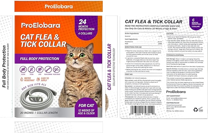 Flea and Tick Prevention Collars for Cats: Effective Pet Flea &amp; Tick Treatment for Cats - Waterproof Adjustable Flea Tick Collars for Large &amp; Small Cat, Outdoor Fleas Ticks Control for Kittens 4 Pack