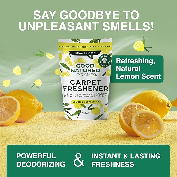 Good Natured Brand | Laundry Bundle | Carpet Freshener Lemon &amp; Eucalyptus 31oz | Pet-Friendly Carpet Deodorizer | Laundry Powder Unscented 47oz | Hypoallergenic Laundry Powder 94 Loads
