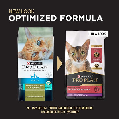 Purina Pro Plan With Probiotics, Sensitive Skin &amp; Stomach, Natural Dry Cat Food, Turkey &amp; Oat Meal Formula - 12.5 lb. Bag