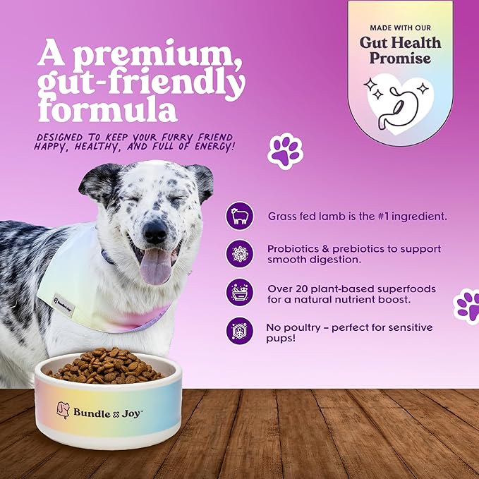Brave Probiotic Dog Food Dry, Lamb, 18lb Bag, Natural Grain Free Adult Kibble for Digestive Health Made with Real New Zealand Lamb, 20 Plant Based Superfoods, Corn, Poultry &amp; Soy Free