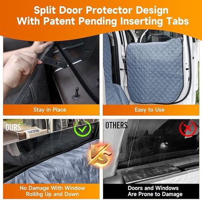 XL Dog Truck Seat Cover with Car Door Protector - Waterproof Full Coverage Back Seat Cover for Trucks with Flip-Up Rear Seats, Fits Full-Size Crew Cab Models Like F150 &amp; F250
