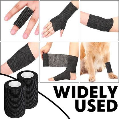 Treela 36 Pcs Self Adherent Bandage 4" X 5 Yard Wrap Breathable Cohesive Bandage Elastic Adhesive Tape for Stretch Athletic Sports Wrist Ankle(Black)