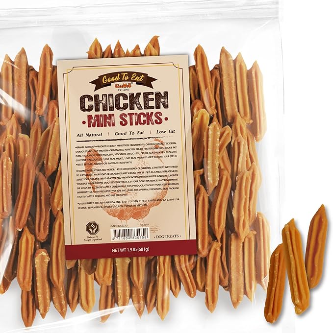 Gootoe Chicken Dog Treats – Chicken Sticks (Mini) 1.5 lb – All Natural, Grain-Free, Low Fat, Premium Training Chews, Healthy &amp; Easily Digestible