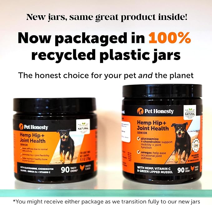 Senior Hemp Hip &amp; Joint Supplement for Dogs - Dog Joint Supplement with Hemp Oil &amp; Powder, Glucosamine, Collagen, MSM &amp; Green Lipped Mussel - Mobility for Senior Dogs (Chicken 90)