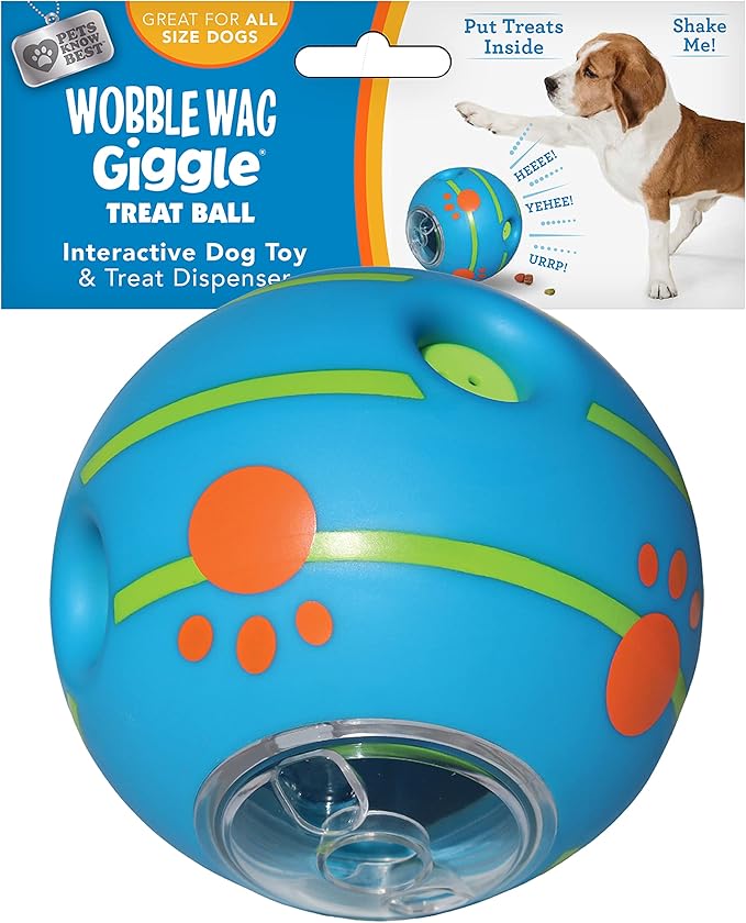 Wobble Wag Giggle Treat Ball- Interactive Dog Toy &amp; Treat Dispenser, Fun Giggle Sounds When Rolled or Shaken, Great for Dogs Pets Know Best