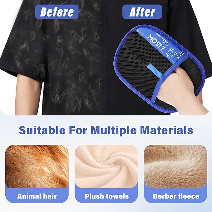 2Pcs Pet Hair Removal Glove,Double Sided Electrostatic, Reusable Cat &amp; Dog Hair Remover Mitt for Furniture, Couch, Carpet, Car Seat, Quick Cleaning Grooming Glove