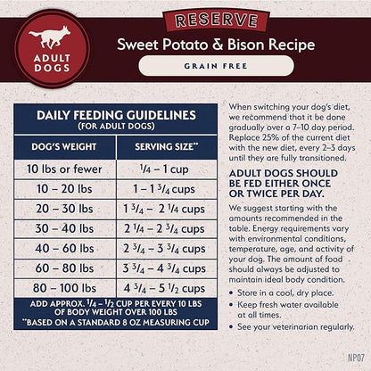 Natural Balance Limited Ingredient Adult Grain-Free Dry Dog Food, Reserve Sweet Potato &amp; Bison Recipe, 12 Pound (Pack of 1)