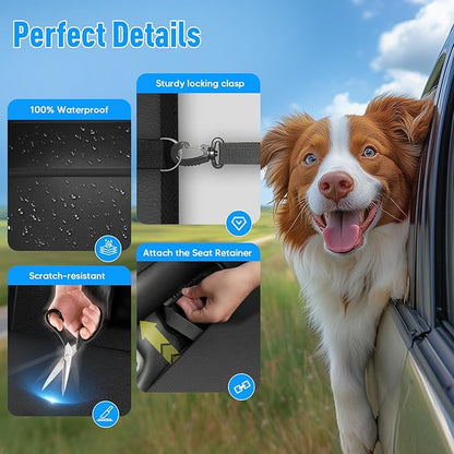 Back Seat Extender for Dogs, Dog Car Seat Cover for Back Seat with Hard Bottom,Waterproof Hammock for Car Pet Backseat Protector,Upgraded PU Leather Material for Car &amp; SUV(Holds 400lbs)