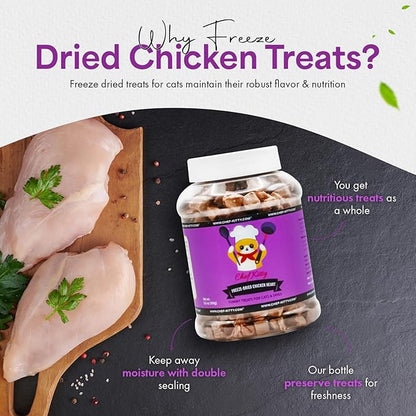 Freeze-Dried Chicken Heart Treats for Cats &amp; Dogs – 100% Human Grade, Single Ingredient, High-Protein, Healthy Snack – No Additives or Preservatives – 2.6oz - Inspected &amp; Tested in USA