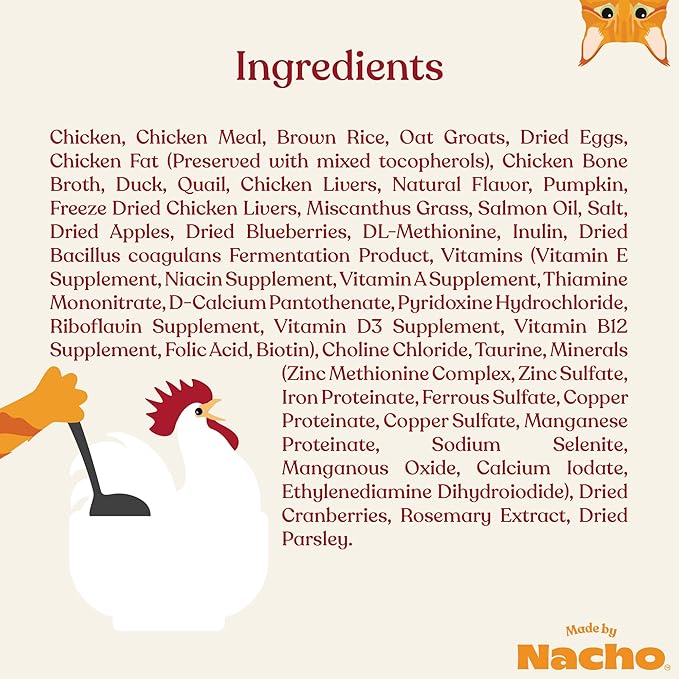 Made by Nacho Dry Cat Kibble 2lb Bag, High Protein Premium Cat Food with Freeze-Dried Pieces, Cage-Free Chicken, Duck &amp; Quail, Limited Ingredients, Single Bag