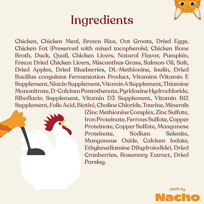 Made by Nacho Dry Cat Kibble 2lb Bag, High Protein Premium Cat Food with Freeze-Dried Pieces, Cage-Free Chicken, Duck &amp; Quail, Limited Ingredients, Single Bag